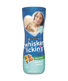 Purina Whisker Lickins Cat Treats, Crunchy & Yummy Tuna Flavor - (10) 4 oz. Canisters
