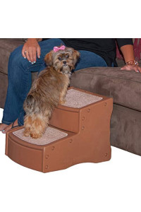 Pet Gear Easy Step II Pet Stairs, 2 Step for Cats/Dogs up to 75-pounds, Portable, Removable Washable Carpet Tread, Light Cocoa