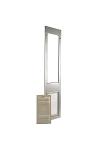 Endura Flap Pet Door Thermo Panel 3e - Small Flap (6" x 11"), Height Range (77.25" - 80.25") Brushed Aluminum Frame
