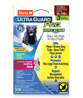 Hartz Ultraguard Pro Topical Flea Tick Prevention for Dogs and Puppies - 61-150 lbs, 3 Monthly Treatments
