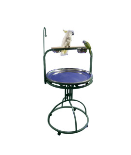 Deluxe Bird Play Stand with Wood Perch color: Platinum