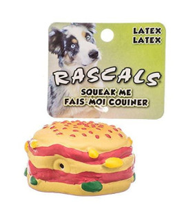 Coastal Pet Rascals Latex Hamburger Dog Toy 2.5-Inch (1-Unit)