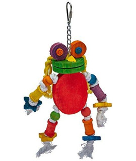 A&E Cage Company HB46349 Happy Beaks Silly Wood Frog Assorted Bird Toy, 11 by 12 Inches