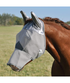 Cashel Crusader Horse Fly Mask with Long Nose and Ears, Grey, Arabian