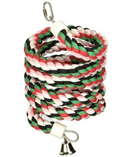 A&E Cage Company HB553 Happy Beaks Cotton Rope Boing with Bell Bird Toy, 1 by 96, Multicolor