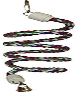 A&E Cage Company HB551 Happy Beaks Cotton Rope Boing with Bell Bird Toy, 5 by 52, Multicolor