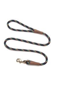 Mendota Pet Snap Leash - British-Style Braided Dog Lead, Made in The USA - Black confetti, 12 in x 4 ft - for Large Breeds