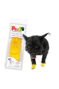 PawZ Dog Boots | Rubber Dog Booties | Waterproof Snow Boots for Dogs | Paw Protection for Dogs | 12 Dog Shoes per Pack (XX-Small, Yellow)