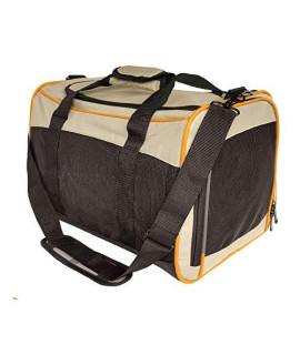 Kurgo Wander Pet Carrier, Soft-Sided Pet Travel Carrier for Dogs and Cats, Airline Compliant, Black/Khaki