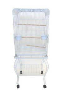 YML 20-Inch Open Top Parrot Cage with Stand, White