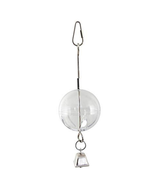 Featherland Paradise | Creative Foraging Systems Hanging Foraging Sphere & Kabob with Stainless Steel Bell, Interactive Bird Treat Toy