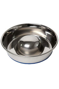 OurPets DuraPet Slow Feed Premium Stainless Steel Dog Bowl, Silver, Small (2040010300)
