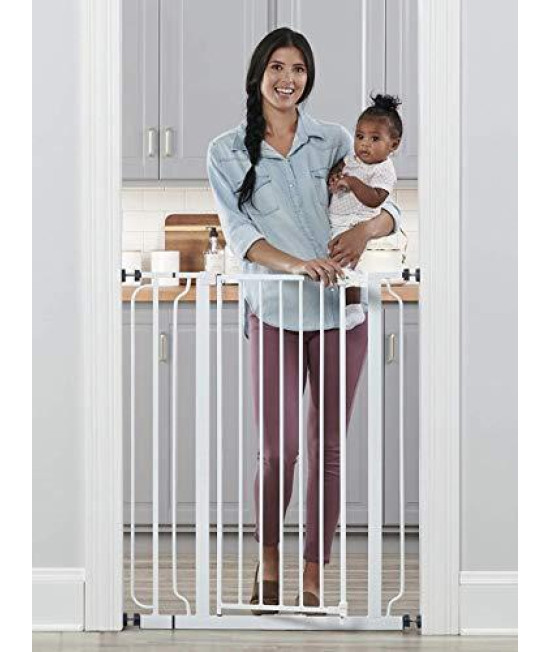 Regalo Easy Step 36 Extra Tall Walk Thru Baby Gate, Includes 4-Inch Extension Kit, 4 Pack of Pressure Mount Kit and 4 Pack Wall Cups and Mounting Kit