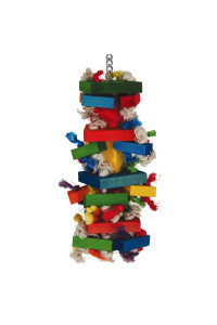 Featherland Paradise | Knots N Blocks - Medium Bird Toy | Parrot Toys | Bird Toys for Parrots, Sun Conures, Parakeets, Caiques, Medium Birds