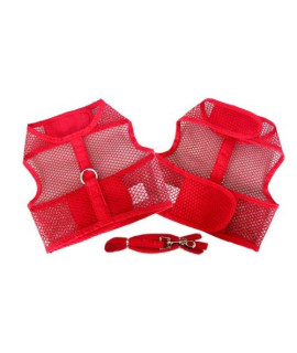 Red Cool Mesh Dog Harness with Leash by Doggie Design (Large)
