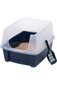 IRIS USA Cat Litter Box, Open Top Kitty Litter Box with Shield and Cat Litter Scoop