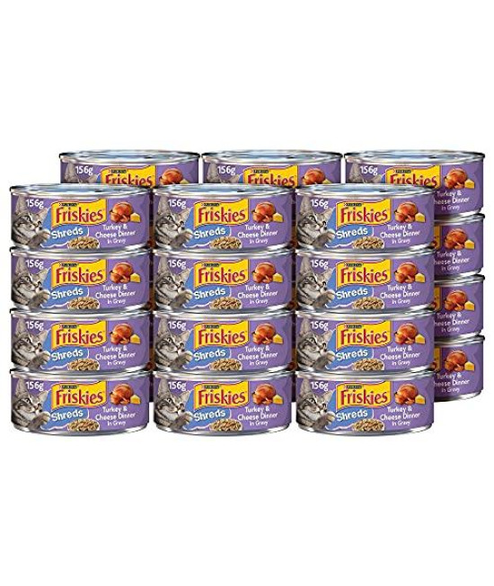 Purina Friskies Gravy Wet Cat Food, Shreds Turkey & Cheese Dinner - (24) 5.5 oz. Cans