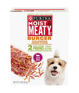 Purina Moist & Meaty Dry Dog Food, Burger with Cheddar Cheese Flavor - 2 ct. Pouch