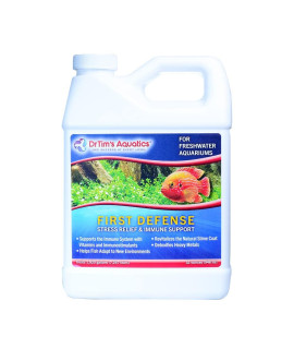 DrTimAs Aquatics First Defense for Freshwater Aquariums - Stress Relief Immune System Support with Vitamins Immunostimulants for Fish Tanks 32oz
