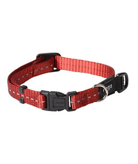 Rogz Utility Small 3/8-Inch Reflective Nitelife Dog Collar, Red