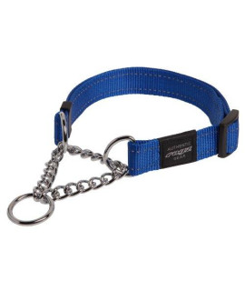 Reflective Nylon Choke Collar; Slip Show Obedience Training Gentle Choker for Extra Large Dogs, Blue