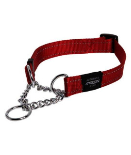 Reflective Nylon Choke Collar; Slip Show Obedience Training Gentle Choker for Extra Large Dogs, Red