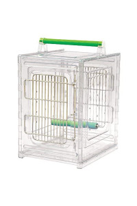 Featherland Paradise, Perch n Go, Polycarbonate Bird Carrier, Clear View Travel Cage with Handle, Small