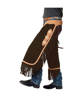 Tough-1 Suede Leather Silver Concho Chinks Large B