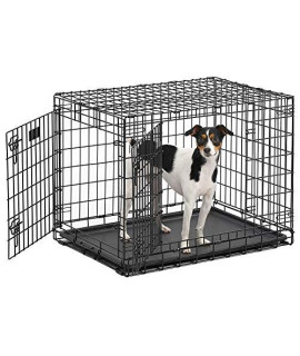 MidWest Ultima Pro Series 30 Dog Crate | Extra-Strong Double Door Folding Metal Dog Crate w/Divider Panel, Floor Protecting Roller Feet & Leak-Proof Plastic Pan