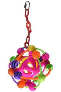 A&E Cage Company 001110 Happy Beaks Space Ball on a Chain Bird Toy Assorted, 7X14 in