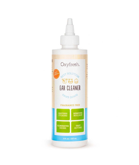 Oxyfresh Advanced Pet Ear cleaner - Best Dog Ear cleaner Solution - Helps Itchy Ears - Wash Away Wax, Dirt and clean Stinky Ears - Soothing Sting Free, Sensitive cat Dog Ear Wash 8oz