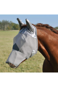 Cashel Crusader Horse Fly Mask with Long Nose and Ears, Grey, Warmblood