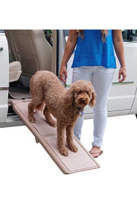 Pet Gear Travel Lite Bi-Fold Ramp for Cats/Dogs, Lightweight/Portable, Safety Tether Included, Rubber Grippers for Stability, PG9050TN, Bi-Fold Half Ramp 42 L, Tan, 42x16x4 Inch