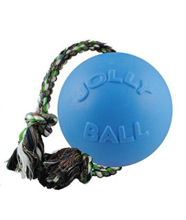 Jolly Pets Romp-n-Roll Rope and Ball Dog Toy, 4.5 Inches/Small, Blueberry