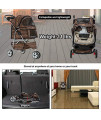 All Terrain Extra Wide Leopard Skin 3 Wheels Pet Dog Cat Stroller w/RainCover