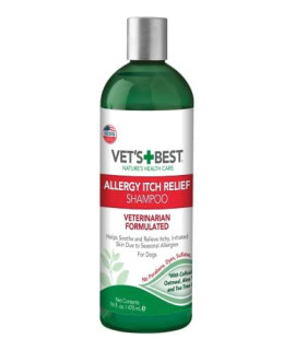 Vets Best Allergy Itch Relief Dog Shampoo | Cleans and Relieves Discomfort from Seasonal Allergies | Gentle Formula | 16 Oz