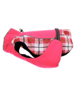 Doggie Design Alpine All-Weather Dog Coat with Reflective Night Safety Straps and Trim - Tough, Thick Warm Fleece Interior and Waterproof Outer Polyester - Raspberry Plaid (M)