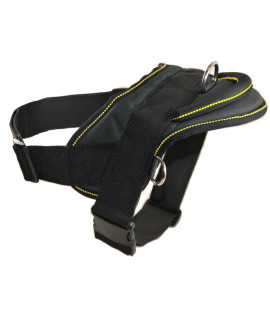 Dean and Tyler DT Dog Harness Black With Yellow Trim Small - Fits girth Size: 22-Inch to 27-Inch