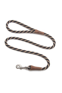 Mendota Pet Snap Leash - British-Style Braided Dog Lead, Made in The USA - Mocha, 38 in x 6 ft - for SmallMedium Breeds