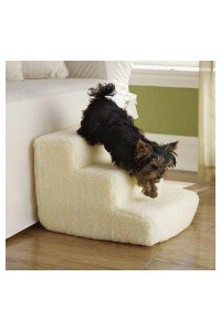 Pet Stairs Petstairz 3 Step High Density Foam Pet Step and Pet Stair with Beige Removable and Washable High Curly Pile Shearling Cover for Pets up to 30 Lbs. Please Take Into Consideration Your Pets Health, Agility,Gate Stability, Paw Length,weight and...