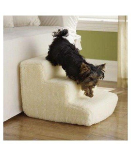 Pet Stairs Petstairz 3 Step High Density Foam Pet Step and Pet Stair with Beige Removable and Washable High Curly Pile Shearling Cover for Pets up to 30 Lbs. Please Take Into Consideration Your Pets Health, Agility,Gate Stability, Paw Length,weight and...