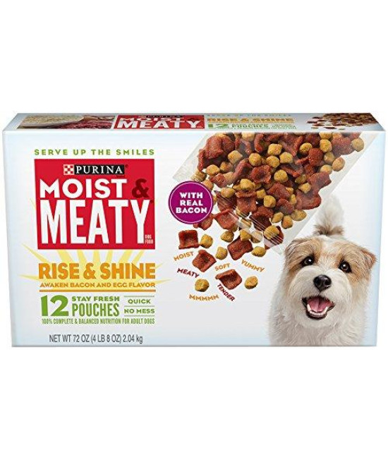 Purina Moist & Meaty Rise & Shine Awaken Bacon & Egg Flavor Adult Wet Dog Food - 12 Ct. Pouches