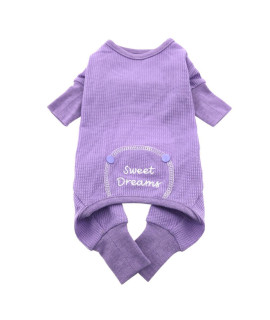 Sweet Dreams Thermal Cotton Pajamas for Dogs by Doggie Design (XS (8 Back, 10-13 Chest; 7-10 Neck), Lilac)