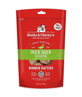 Stella & Chewys Freeze-Dried Raw Duck Duck Goose Dinner Patties Dog Food, 14 oz. Bag