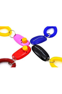 Big Button Pet Dog Cat Training Clickers, click with wrist bands - 4 Pack, by Downtown Pet Supply