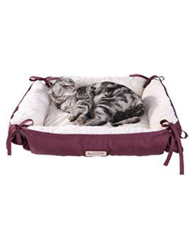 Armarkat 2-in-1 cat Pet Bed & Fleece cat Mat BurgundyIvory 16 L x 16 W x 6 H (c06HJHMB)