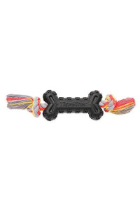 Mammoth Pet Products TireBiterII e with Cotton-Poly Rope  Natural Rubber Dog Toys for Extreme Chewers  Dog Toys for Extra Long Interactive Play  Aggressive Chewer Toys for Dogs - Large 16, Black (31023F)