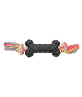 Mammoth Pet Products TireBiterII e with Cotton-Poly Rope  Natural Rubber Dog Toys for Extreme Chewers  Dog Toys for Extra Long Interactive Play  Aggressive Chewer Toys for Dogs - Large 16, Black (31023F)