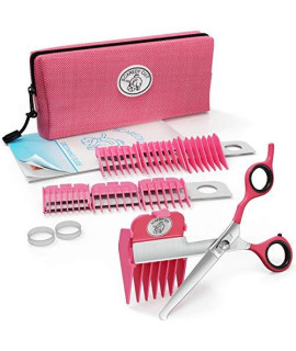 Scaredy Cut Silent Pet Grooming Kit For Cats & Dogs - Quiet Alternative to Electric Clippers For Sensitive Pets - Right-Handed, Pink