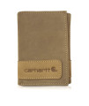 carhartt Mens Standard Trifold, Durable Wallets, Available in Leather and canvas Styles, Two-Tone (Brown), One Size